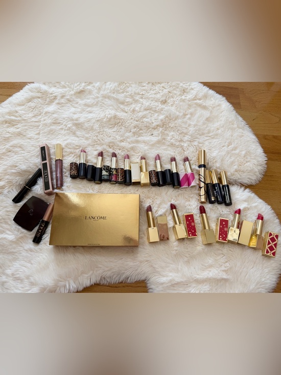 Lancome Other - Lancôme Lipstick Collection in Red and Pink Shades with Gold Packaging
